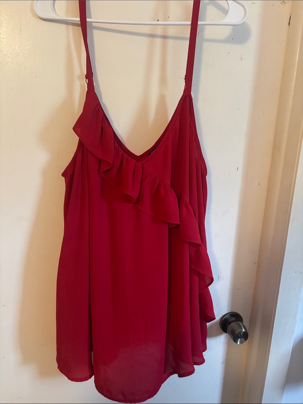 torrid Raspberry Red Ruffle V-Neck Spaghetti Strap Camisole